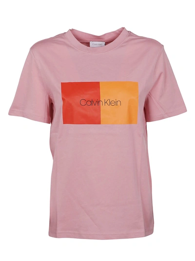 Shop Calvin Klein Printed Logo T-shirt In Blush