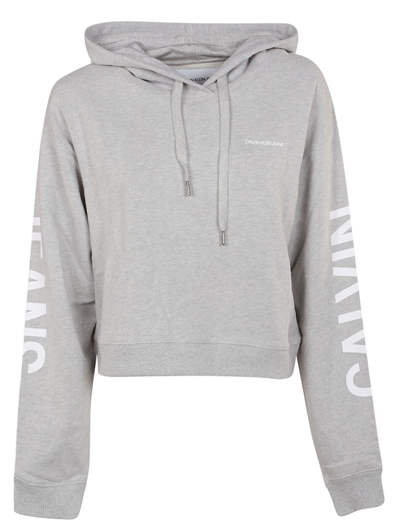 calvin klein cropped logo hoodie