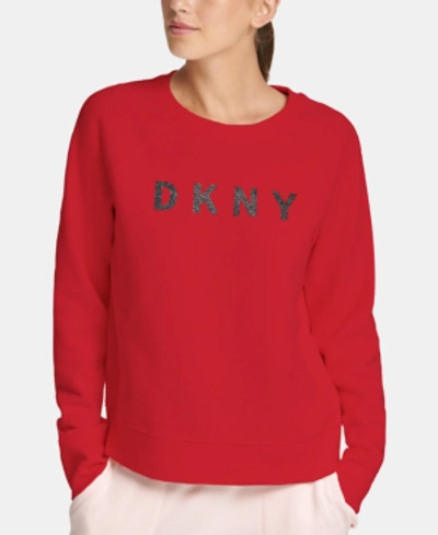 Shop Dkny Sport Sparkle Logo Fleece Sweatshirt In Murano