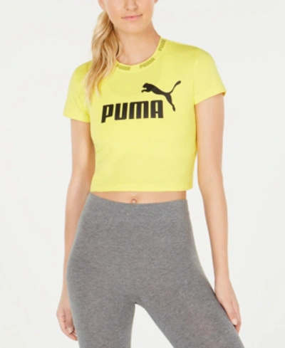 Shop Puma Amplified Logo Cropped T-shirt In Blazing Yellow