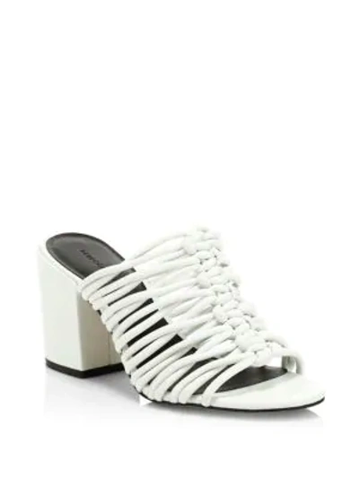 Shop Rebecca Minkoff Calanthe Knotted Mules In Optic White