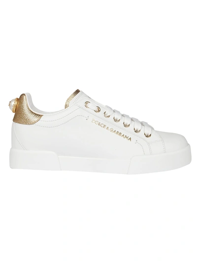 Shop Dolce & Gabbana Embellished Sneakers In Pearl White