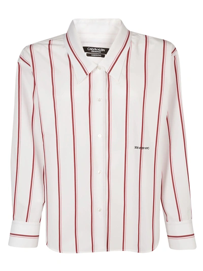 Shop Calvin Klein Shirt In White/bordeaux/pink