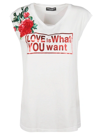 Shop Dolce & Gabbana Printed Top In White