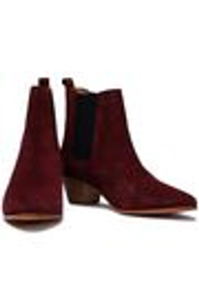 Shop Iro Yvette Suede Ankle Boots In Burgundy