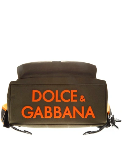 Shop Dolce & Gabbana Dg Army Green Canvas Backpack In Military