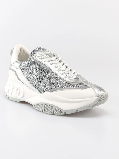 Shop Jimmy Choo Glitter Sneakers In Silver Mix