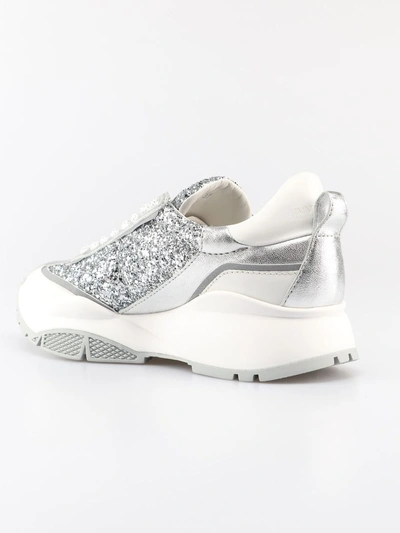 Shop Jimmy Choo Glitter Sneakers In Silver Mix