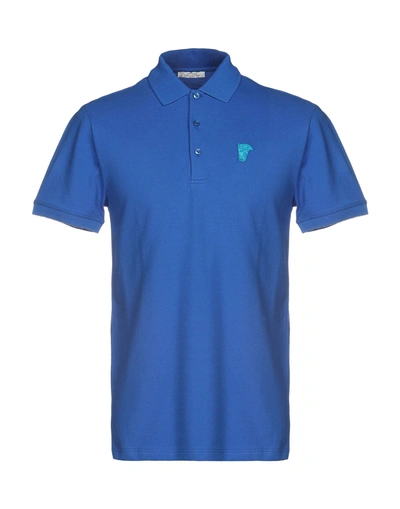 Shop Versace Polo Shirts In Blue