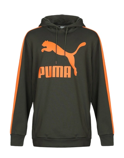 Shop Puma Hooded Sweatshirt In Dark Green