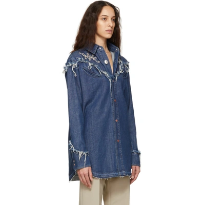 Shop Alanui Blue Embroidered Denim Shirt In Hollywood