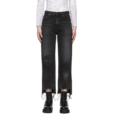 Shop R13 Black Cropped High-rise Camille Jeans In Ashford Blk