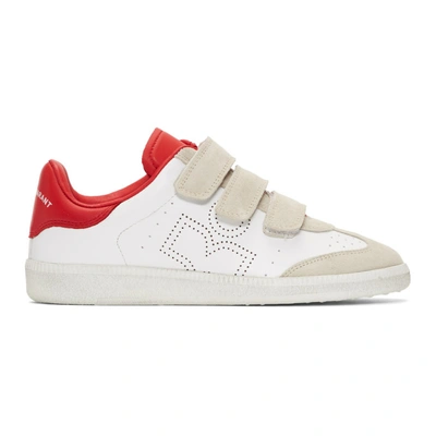 Shop Isabel Marant Red And White Beth Sneakers