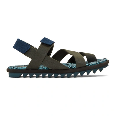 Shop Dries Van Noten Khaki And Blue Criss-cross Sandals In 606 Kaki