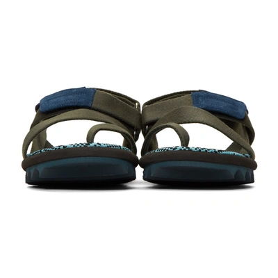 Shop Dries Van Noten Khaki And Blue Criss-cross Sandals In 606 Kaki