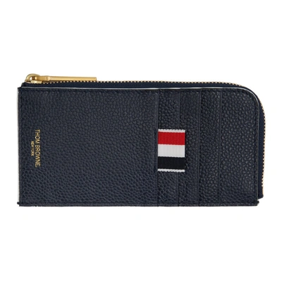 Shop Thom Browne Navy Half-zip Around Card Holder In 415 Navy