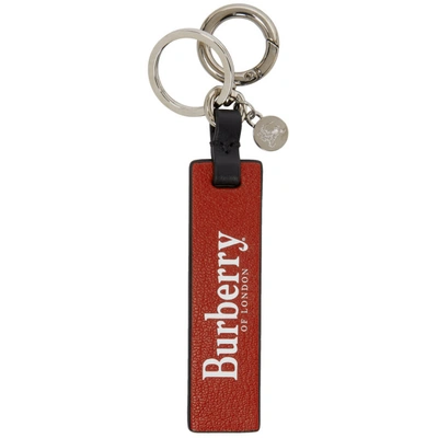 Shop Burberry Red And Black Logo Keychain In A1333 Rust
