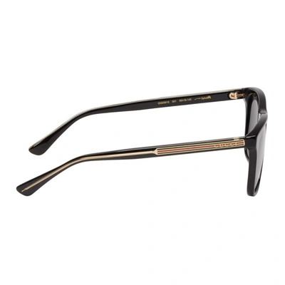 Shop Gucci Black Rectangular Sunglasses In 001 Blkcrys