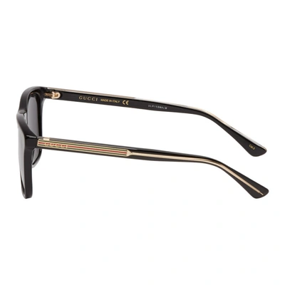 Shop Gucci Black Rectangular Sunglasses In 001 Blkcrys