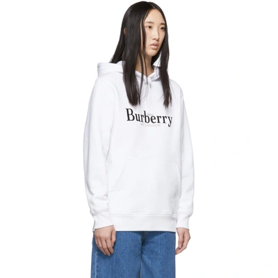 Shop Burberry White Pelorus Hoodie