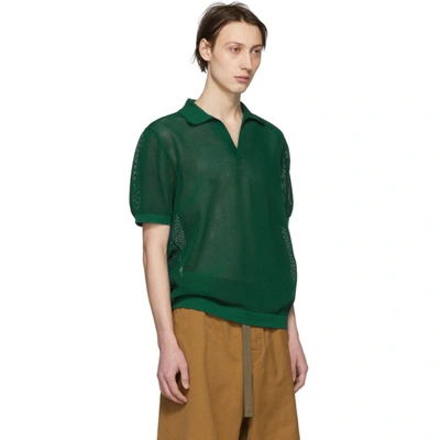 Shop Dries Van Noten Green Knit Nestor Polo In 605.bottle