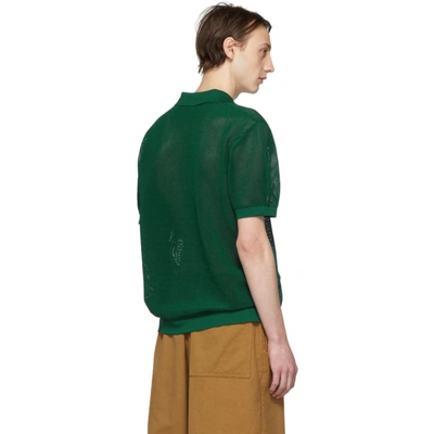 Shop Dries Van Noten Green Knit Nestor Polo In 605.bottle