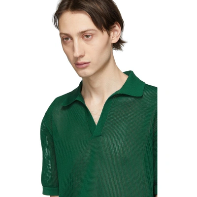 Shop Dries Van Noten Green Knit Nestor Polo In 605.bottle