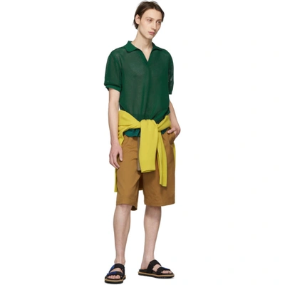 Shop Dries Van Noten Green Knit Nestor Polo In 605.bottle