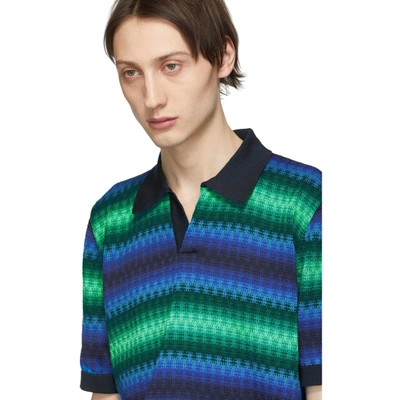 Shop Dries Van Noten Navy And Green Mix Network Polo In 509.navy