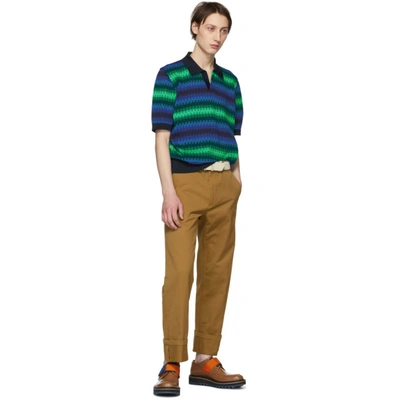 Shop Dries Van Noten Navy And Green Mix Network Polo In 509.navy
