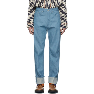 Shop Dries Van Noten Blue Panthero Jeans In Lblue514