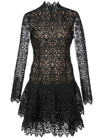Shop Jonathan Simkhai Guipure Lace Long-sleeve Dress - Black