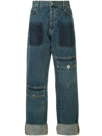 Shop Jw Anderson Shaded Pocket Detail Jeans - Blue