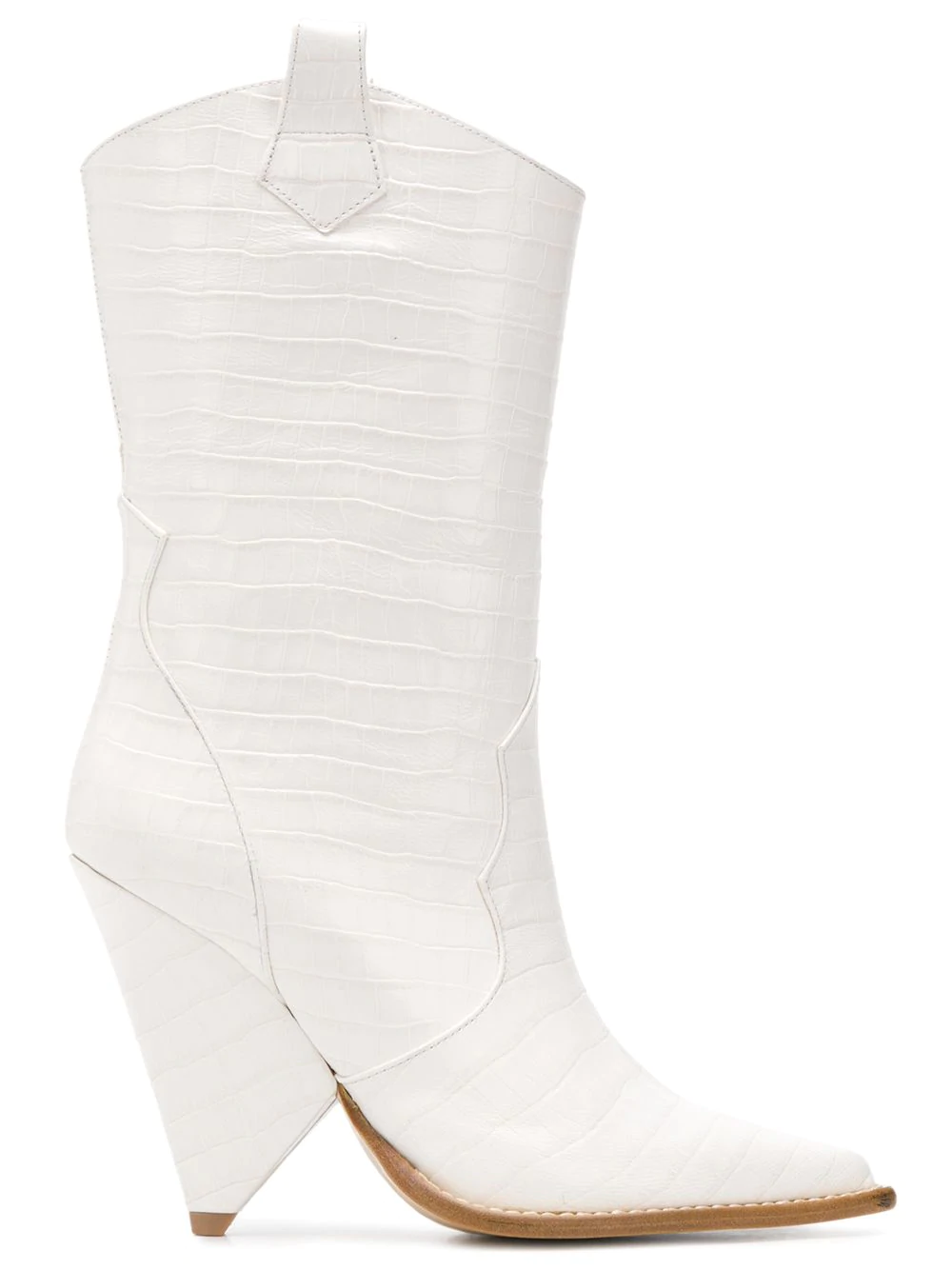 white cone heel boots