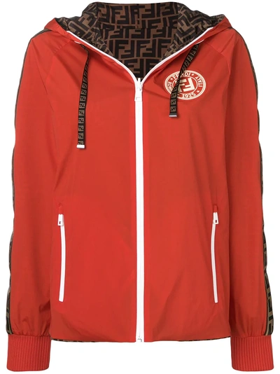 Shop Fendi Reversible Hooded Jacket - Red