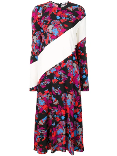 Shop Givenchy Contrast Panel Floral Print Dress - Red