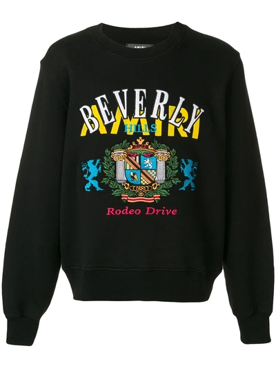 Shop Amiri Beverly Hills Embroidered Sweatshirt - Black