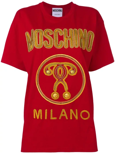 Shop Moschino Contrast Logo T-shirt - Red