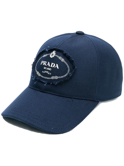 Shop Prada Classic Logo Cap - Blue
