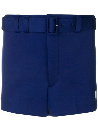 Shop Prada Belted Shorts - Blue