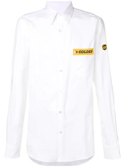Shop Golden Goose Deluxe Brand Slim-fit Logo Shirt - White