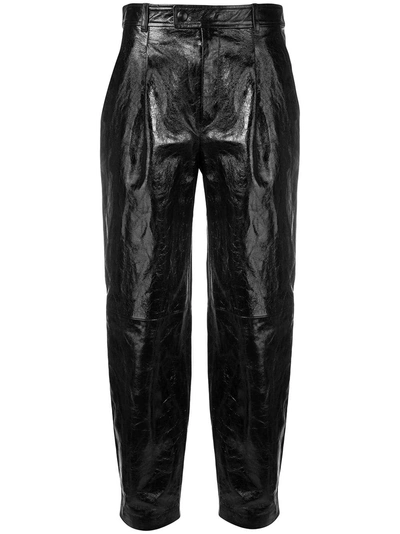 Shop Givenchy Straight-cut Leather Trousers - Black