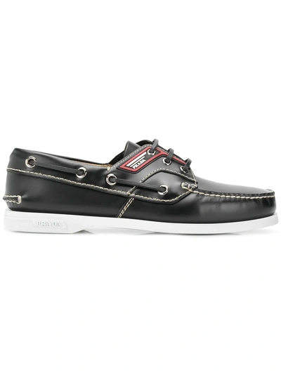 Shop Prada Boat Shoes - Black