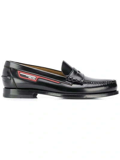 Shop Prada Portuguese Patch Loafers - Black