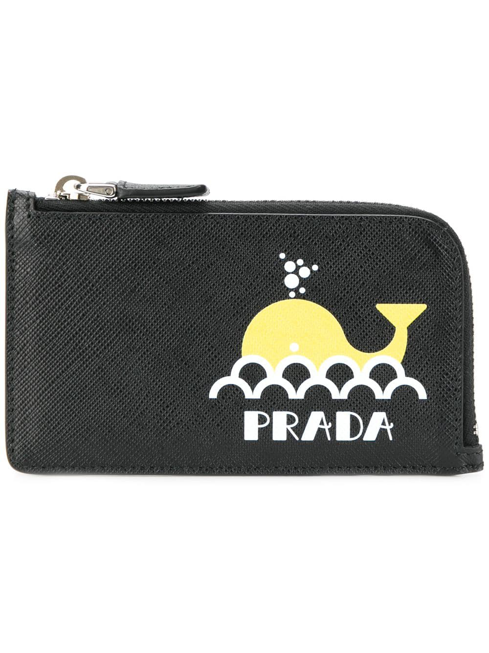 Prada Printed Whale Wallet - Black 