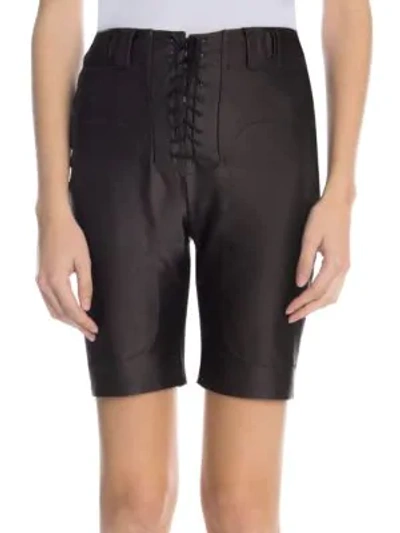 Shop Ben Taverniti Unravel Project Women's Viscose Lace-up Football Cycling Shorts In Brown