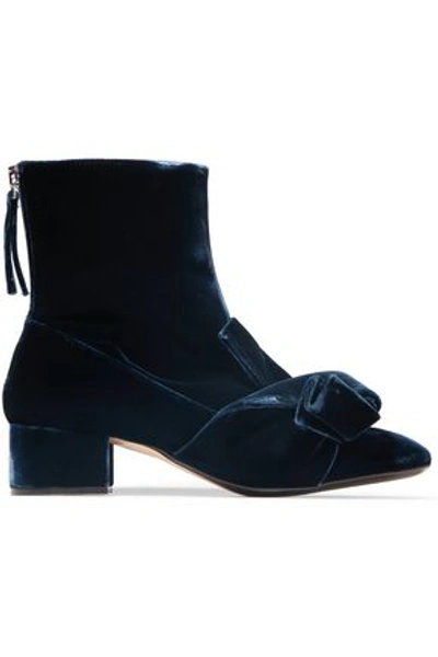 Shop N°21 Woman Knotted Velvet Ankle Boots Midnight Blue