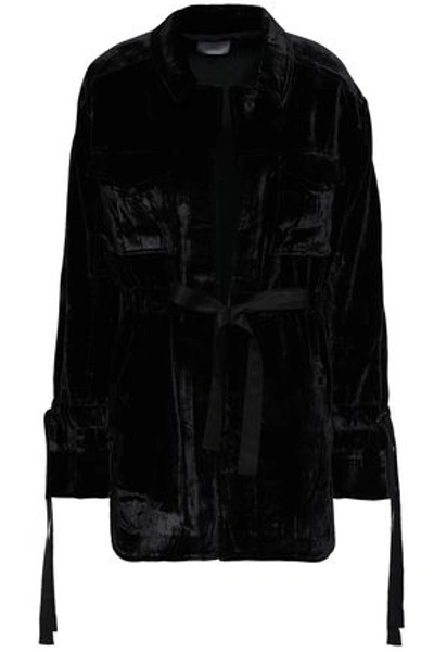 Shop Cinq À Sept Gathered Velvet Jacket In Black