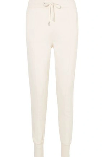 Shop Ganni Woman Lott Isoli Cotton-jersey Track Pants Ecru