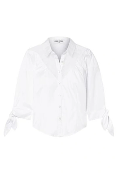 Shop Opening Ceremony Woman Lace-paneled Cotton-blend Poplin Shirt White